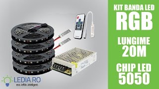 Kit banda led rgb 5050 12v lungime 20m sursa alimentare si controller inclus  wwwlediaro [upl. by Kristof]