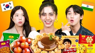 Indian Kpop Idol Koreans Try Indian Snacks For The First Time XIN  KATCHUP [upl. by Ehtiaf392]