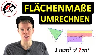 FLÄCHENMAßE umrechnen km2 m2 cm2 mm2  Mathe Tutorial [upl. by Airalav]