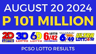 Lotto Result Today 9pm August 20 2024  PCSO Complete [upl. by Canon570]