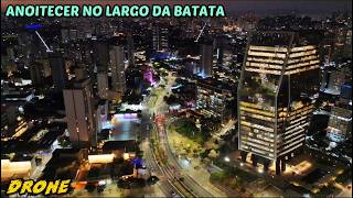 Drone em Pinheiros Anoitecer no Largo da Batata Faria Lima Plaza e arredores  São Paulo [upl. by Ralfston]