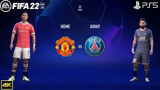 FIFA 22 PS5  Manchester United Vs PSG  UEFA Champions League  4k Gameplay [upl. by Ahsiuqram]