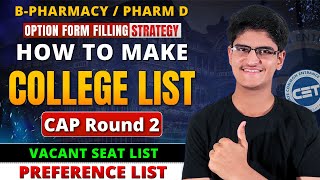 Pharmacy CAP2 Option Form Filling  How To Make College List  Vacant Seat List  Rajesh Potdar [upl. by Ahsinna]