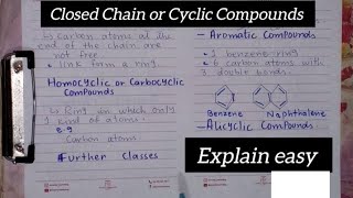 Closed ChainCyclic CompoundsClassification of Organic CompoundsClass 10Chemistry [upl. by Robbyn]