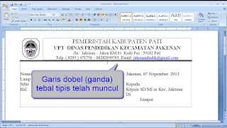 Tutorial Word Cara membuat garis dobel ganda tebal tipis pada word 2007 2010 2013 [upl. by Lucky]