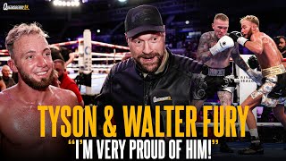 “I’M VERY PROUD OF HIM” 🤩  Tyson Fury hijacks interview to praise cousin Walter’s “relaxed” win 👏 [upl. by Phaedra]