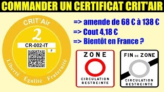 critair commander vignette antipollution acheter certificat obligatoire zone à circulation [upl. by Zebe]