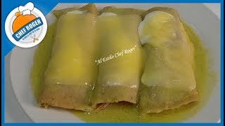 La verdadera receta de ENCHILADAS SUIZAS Enchiladas verdes  Chef Roger [upl. by Licht]