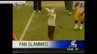 Steelers OLB James Harrison Slams Browns Fan [upl. by Elocon]