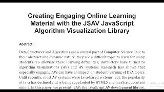 Creating Engaging Online Learning Material with the JSAV JavaScript Algorithm Visualization Library [upl. by Hcone]