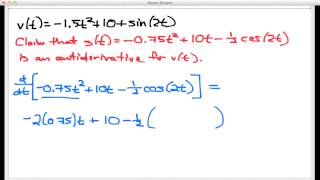 Screencast 414 Finding distance travelled with antiderivatives [upl. by Lancelot]