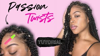 EASY Passion Twists on Natural Hair NO HEAT  Beginner Rubber Band Method  How to PART YOURSELF [upl. by Menken]