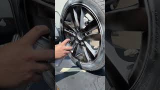 Painting car tire rims with spray paint  Spray painting car tire rims black  Alex DIY [upl. by Ariel751]