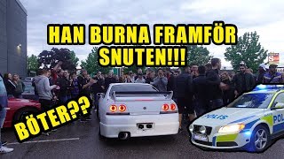 BURNOUT FRAMFÖR POLISEN Västerås bilträff  vlogg 32 [upl. by Ymaj948]