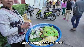 LIFE OF CAMBODIA PEOPLE STREET FOOD SNACK Khmer Cake IN MORNING WORKER LIFE 4K life [upl. by Drus]