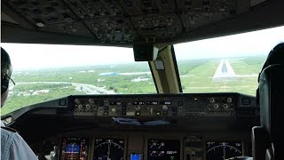 AWESOME CROSSWIND COCKPIT VIDEO  Boeing 777300ER Landing in the Caribbean at Punta Cana [upl. by Annahsal]