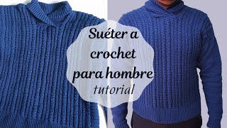 💙 Suéter a crochet para hombre 💙  Tutorial  isabellacrochet [upl. by Tamra]