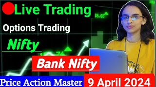 Live Trading  9 April  Nifty  Banknifty Options Trading livetrading optionstrading [upl. by Annahsohs]