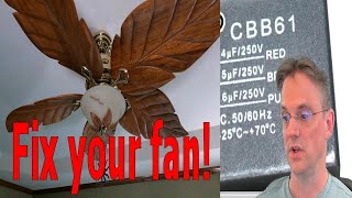 Hampton Bay Ceiling Fan Repair bad capacitor replaced [upl. by Inaluiak286]