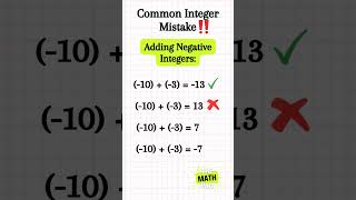 Adding Negative Integers the Right Way‼️algebra integers integer integersclass7 class5 maths [upl. by Shepperd712]