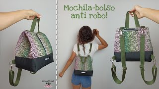 Cómo hacer una mochila 🎒 Mochila anti robó ✋🏼 Muy fácil 🧵 [upl. by Etnaled]