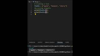 list manipulation in python 1  accessing elements CodingTips coding python [upl. by Burnaby]