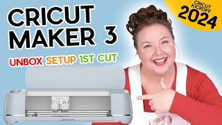 Cricut Maker 3 for Beginners Unbox Setup amp First Cut CRICUT KICKOFF Day 1 [upl. by Leasi]