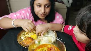 Eating Show  Rice Fulkopi Aloo Diye Rui Macher Jhol Aloo Vaja [upl. by Jakie]