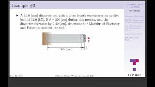 Lecture 17 Poissons Ratio and Example 3 [upl. by Yehtomit]