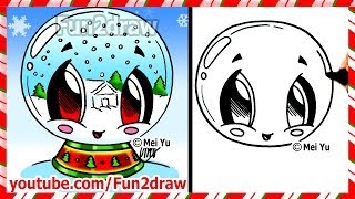 How to Draw Christmas Pictures  Snow Globe  Fun2draw Winter Scene  Online Drawing Lessons [upl. by Lessig]