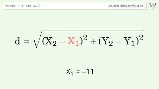 Find the distance between two points p1 1153 and p2 679 StepbyStep Video Solution [upl. by Atterg970]