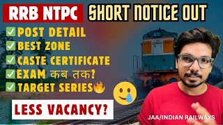 RRB NTPC 2024 Short Notice  Post Wise Details 🔥 [upl. by Zannini638]