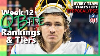 Week 12 Quarterback amp Tight End Rankings amp Tiers  Fantasy Football [upl. by Francklin]