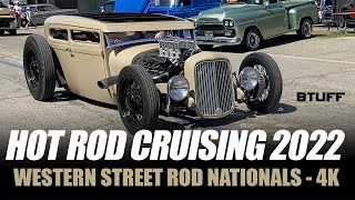 4K Cruising at the 2022 Western Street Rod Nationals in Bakersfield CA Biggest hot rod car show [upl. by Xanthus]