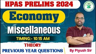 HPAS Prelims 2024  Economy  Miscellaneous  Revision Series  Civilstap Himachal  HPAS Exam 2024 [upl. by Akinorev]