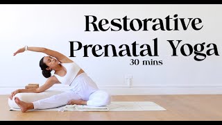 Restorative Prenatal Yoga  Yoga with Katrina [upl. by Nimoynib]