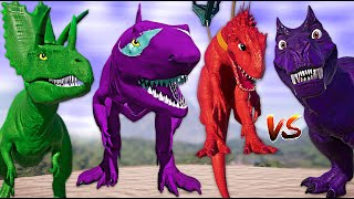 BLUE ULTİMASAURUS VS TREX And CARNOTAURUS Battles Of Colorful Dinosaurs  Jurassic World Evolution [upl. by Eitsyrk]