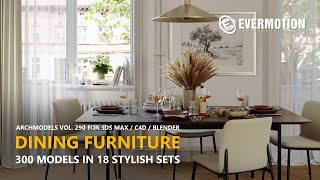 Dining Furniture 3D Models collection  Archmodels vol 290 [upl. by Eerehc167]