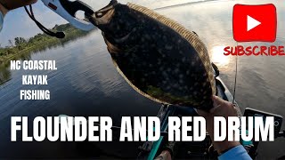 NC FLOUNDER AND RED DRUM  POPPING CORK WITH VUDU SHRIMP  NC COASTAL KAYAK FISHING [upl. by Hutchings784]