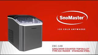 SnoMaster 12Kg24Hr CounterTop Bullet Type IceMaker  Stainless Steel ZBC14B [upl. by Chaddie]