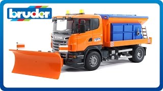 Bruder Toys SCANIA RSeries Snow Plow Truck 03585 [upl. by Ysnil697]