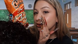 ASMR Hot Cheeto Girl sits in back of you in class🌶️ She plays with your hair amp does your makeup😚 [upl. by Assen]