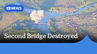 Ukrainian forces destroy second strategic bridge on Russian territory  ABC News [upl. by Wilburt371]