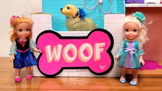 Pet Spa  Elsa amp Anna toddlers  grooming salon  Barbie dolls [upl. by Ida]