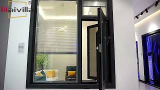 New energy efficient black aluminum profile frame heat insulation double glazing casement windows [upl. by Werra]