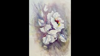 White Hellebores Watercolour painting tuition by Jan Blanch [upl. by Ycnalc]