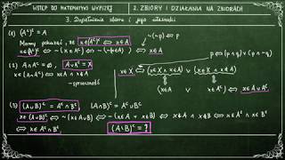 WSTĘP DO MATEMATYKI WYŻSZEJ  23 Dopełnienie zbioru i jego własności [upl. by Annice]