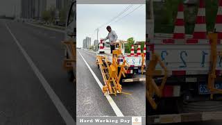 Hard Working Day 143 Road Maintenance Safety Cone Retractor [upl. by Aerbma844]