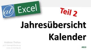 Jahresübersicht in Excel erstellen  Kalender  Teil 2  Feiertage und Kalenderwochen [upl. by Caren]