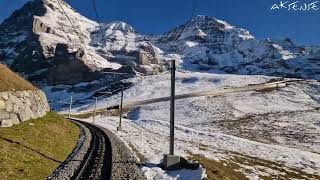 Cab ride Jungfraubahn  Kleine Scheidegg to Eigergletscher Switzerland  Driver View  4K 60fps [upl. by Orgel]